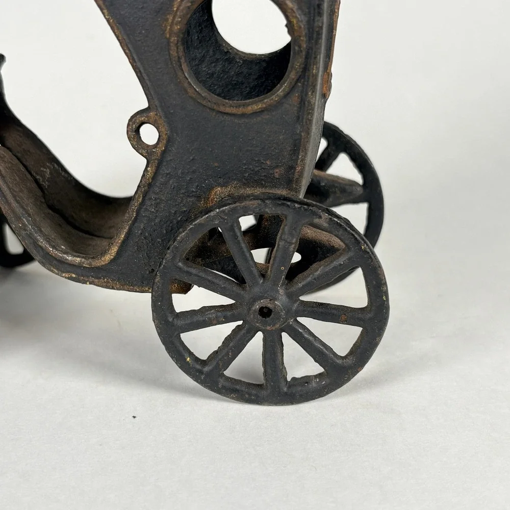 Vintage Cast Iron Horse Drawn Carriage Cab Toy Reproduction 3pc Set